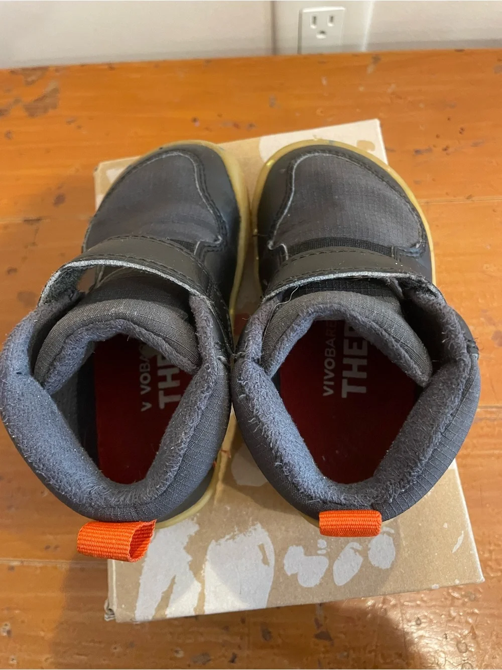 Vivo Barefoot Kids Black Velcro Sneakers with Gum Sole